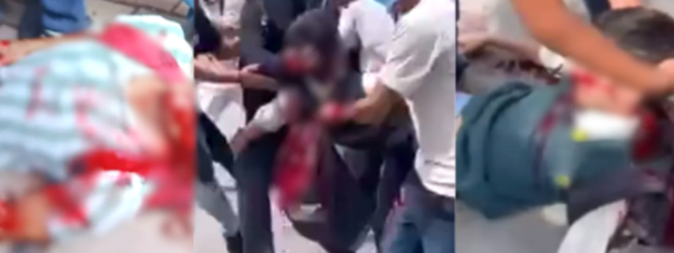 The seriously injured protesters in these three images are all carrying what appear to be schoolbags during the protest that took place on September 8 in Kathmandu.