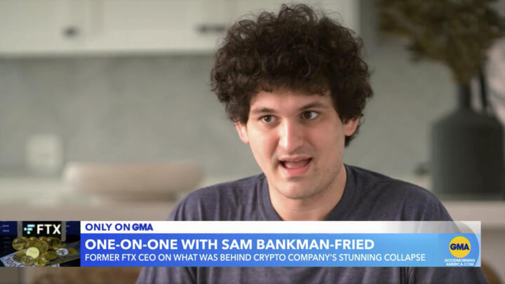 This screengrab from an interview with ABC News shows Sam Bankman-Fried, former CEO of failed cryptocurrency exchange FTX.