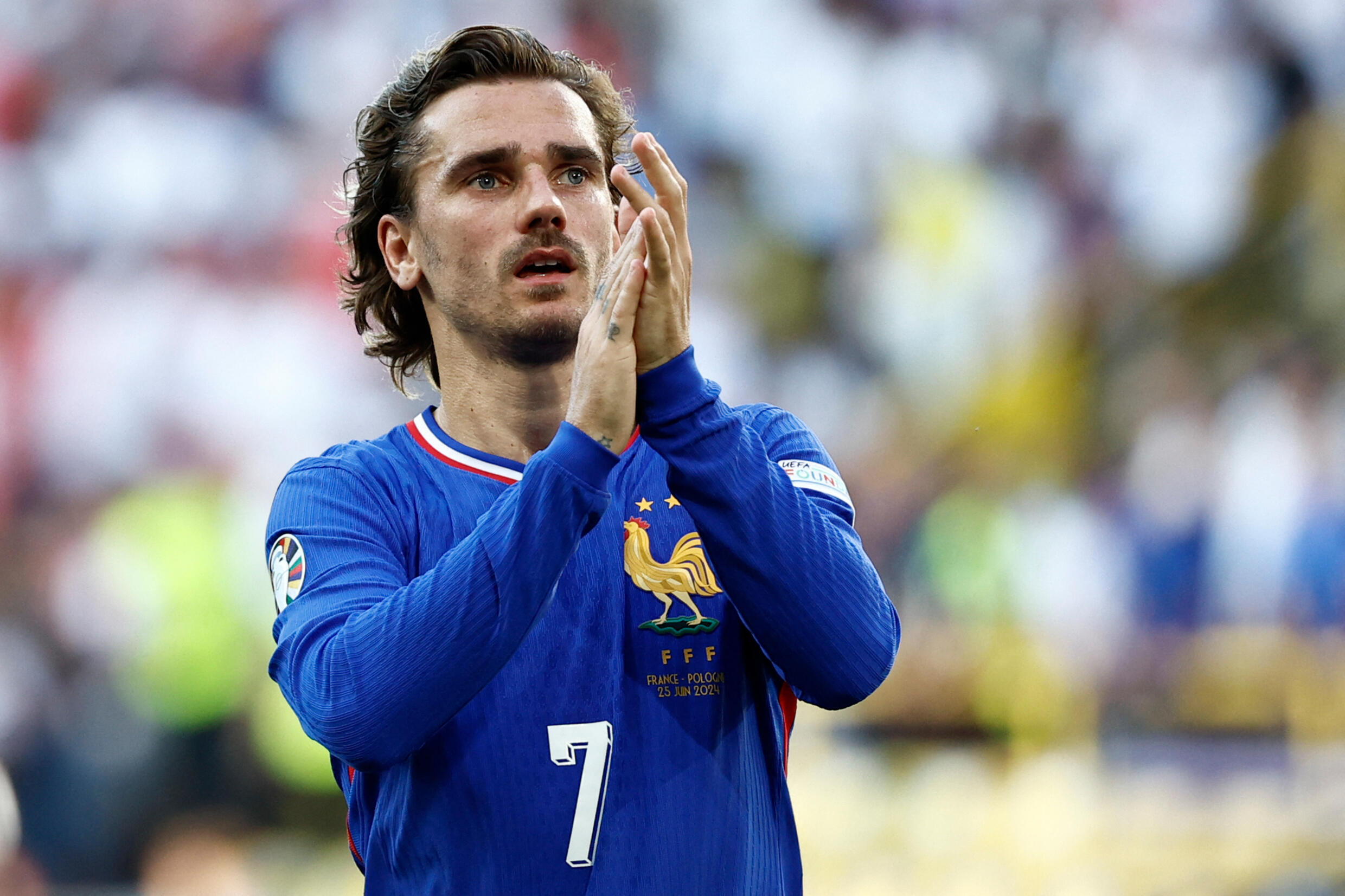 Le milieu de terrain français Antoine Griezmann après le match de football entre la France et la Pologne, lors de l'Euro 2024, à Dortmund, le 25 juin 2024.
