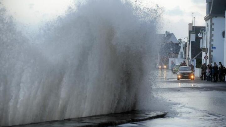 In pictures: Huge waves batter France's west coast
