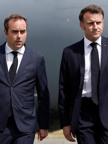 Sébastien Lecornu and Emmanuel Macron at the Paris Air Show,  20 June 2025
