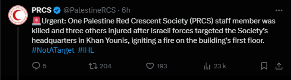 Croissant-Rouge palestinien sur X