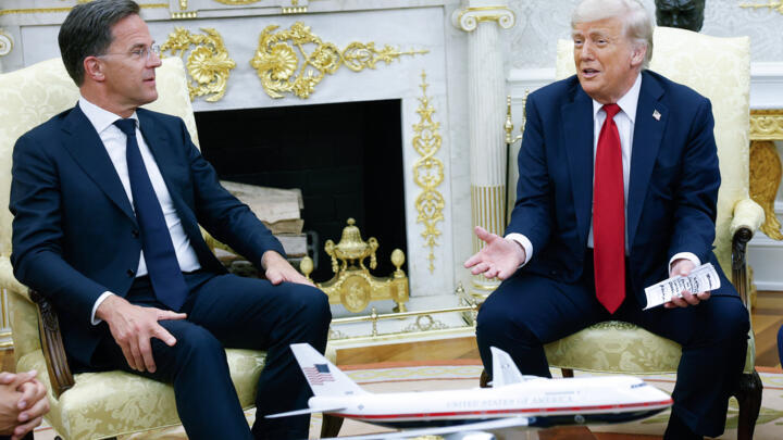 US President Donald Trump threatened to impose tariffs on Russia during a meeting with NATO Secretary General Mark Rutte in the Oval Office on July 14, 2025.