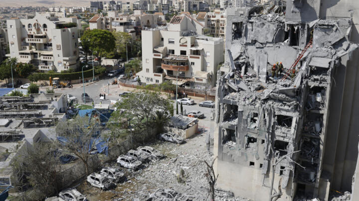 A building hit by an Iranian missile attack in Beersheba, southern Israel, 24 June 2025.