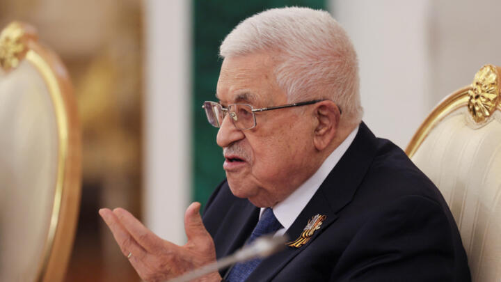 Le président palestinien Mahmoud Abbas au Kremlin à Moscou, le 10 mai 2025.