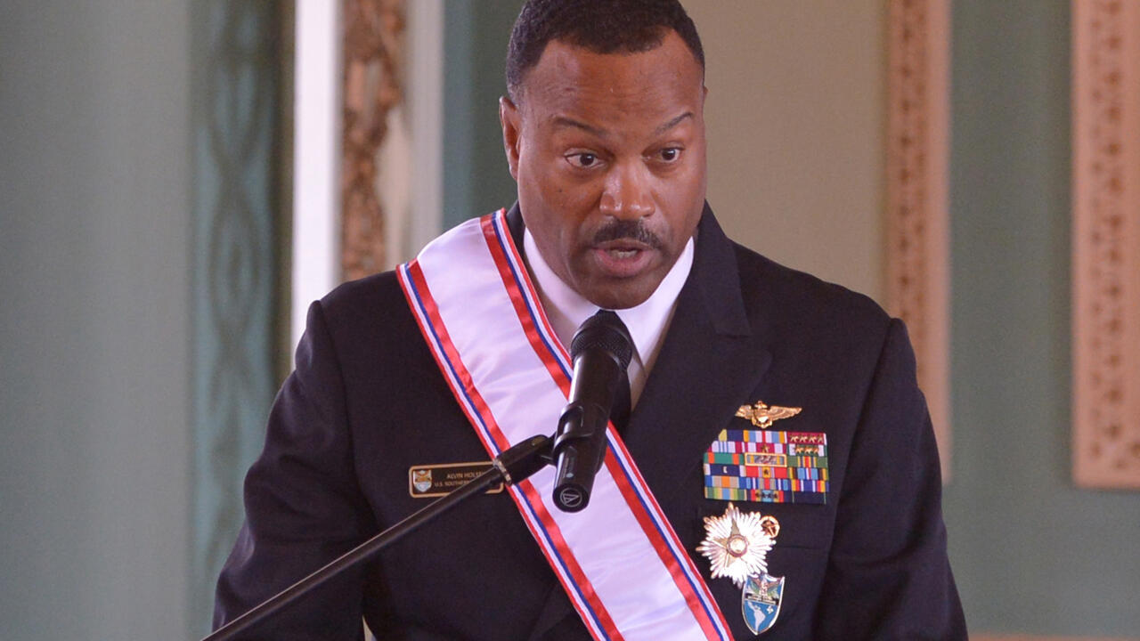 El almirante estadounidense Alvin Holsey en Asunción, Paraguay, el 23 de agosto de 2025.