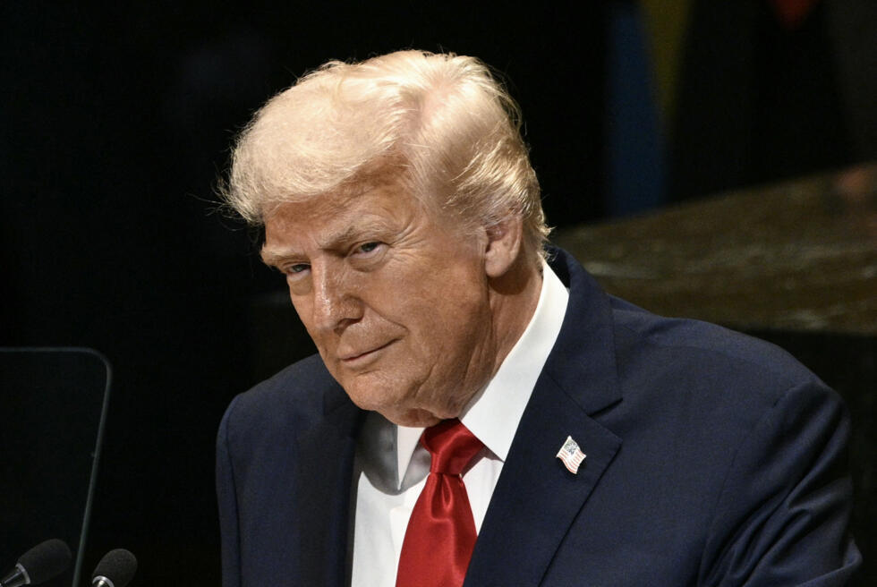 Le président américain Donald Trump prononce un discours devant l'Assemblée générale des Nations unies au siège de l'ONU à New York, le 23 septembre 2025.