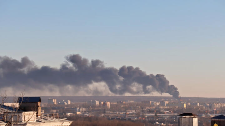 File photo: Smoke rises from the area near Kursk airport outside Kursk, Russia following what the regional governor said was a Ukrainian drone attack, December 6, 2022.  