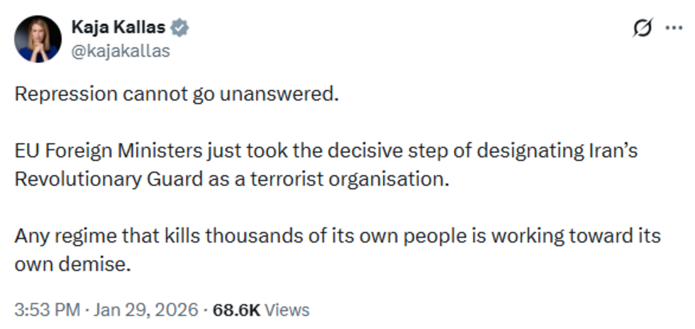 The EU's top diplomat announced the move in a post on X.