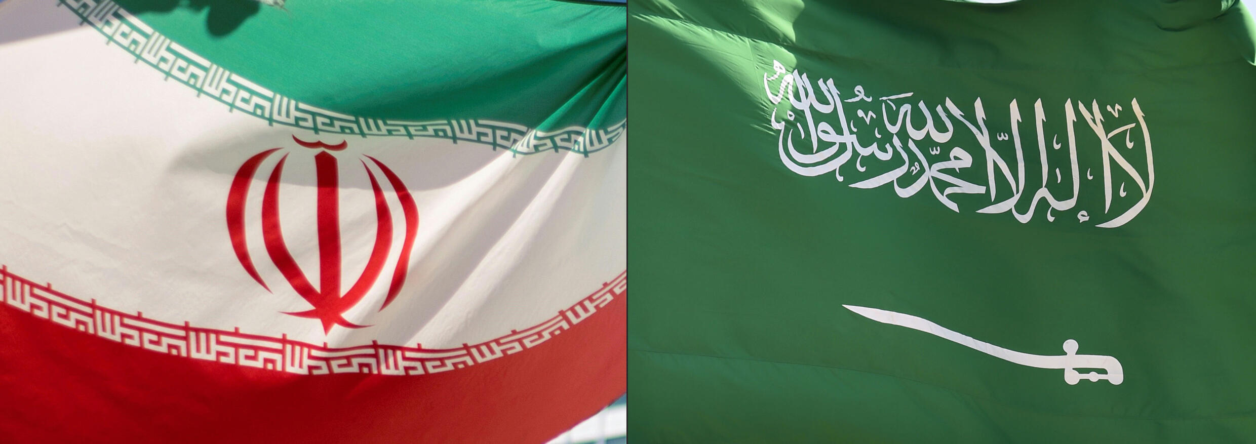 Flags of Iran and Saudi Arabia